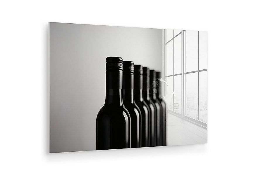 MuchoWow Acrylglasbild Weinflaschen - Schwarz - Minimalistisch, Inkl. Aufhä günstig online kaufen