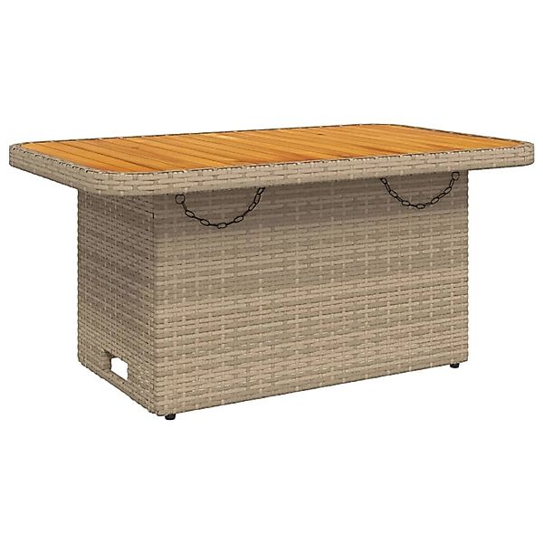 vidaXL Gartentisch Beige 90x55x71 cm Poly Rattan und Akazienholz 368277 günstig online kaufen