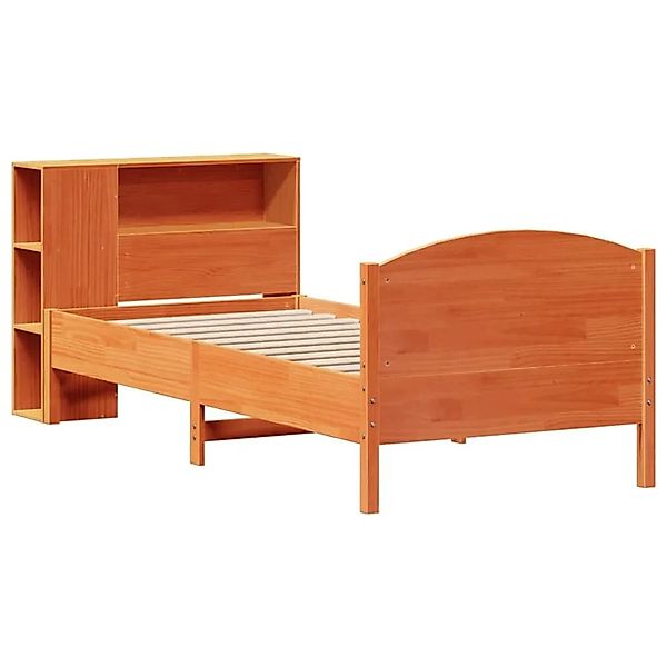 vidaXL Massivholzbett mit Regal ohne Matratze Wachsbraun 100x200 cm 3323082 günstig online kaufen