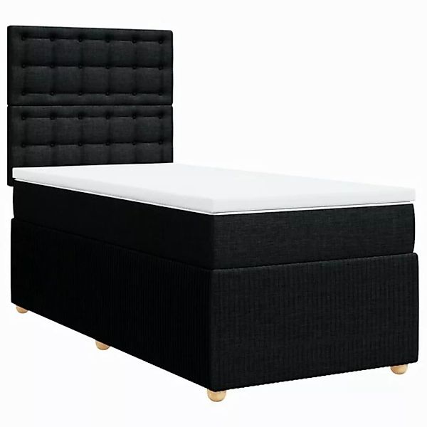 vidaXL Bett Boxspringbett mit Matratze Schwarz 90x190 cm Stoff günstig online kaufen