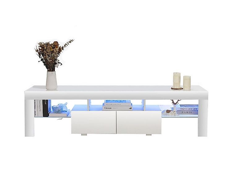 oyajia TV-Schrank Fernsehschrank mit LED-Beleuchtung, 160 cm Lowboard mit 2 günstig online kaufen