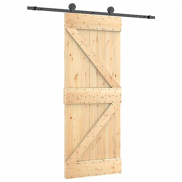 vidaXL Schiebetür mit Beschlag 85x210 cm Massivholz Kiefer 3203045 günstig online kaufen