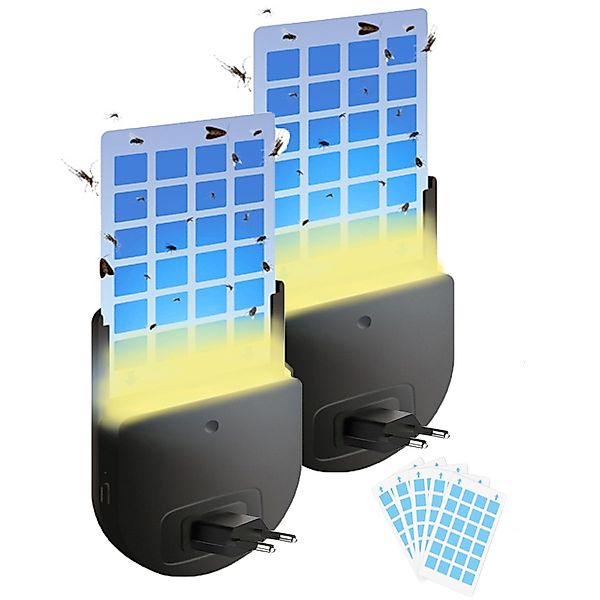 MUPOO Insektenfalle Fliegenfallenlampe Nachtlicht Steckdose mit 5 Klebekart günstig online kaufen