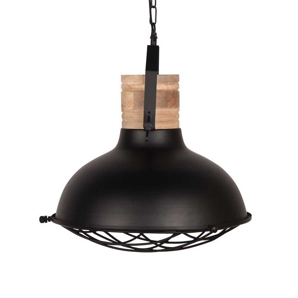 Design Hängeleuchte aus Mangobaum Massivholz und Metall modern günstig online kaufen