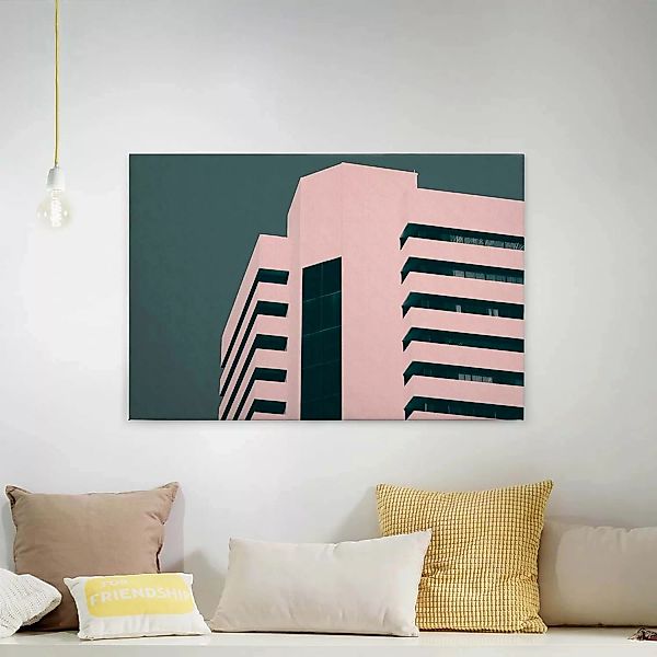 Bricoflor Leinwand Bild Mit Wolkenkratzer In Grün Und Rosa Modernes Wandbil günstig online kaufen