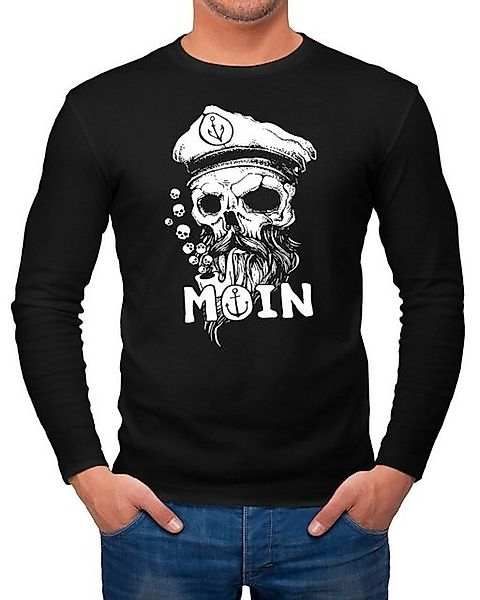 Neverless Longsleeve Herren Longsleeve Moin Kapitän Totenkopf Anker Bart Ha günstig online kaufen