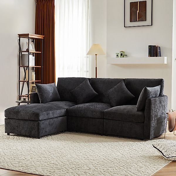 Merax Ecksofa mit Fußhocker und 4 günstig online kaufen