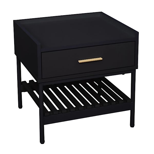 Svita Kore Nachttisch Mit Schublade Nachtschrank Nachtkommode Schwarz günstig online kaufen