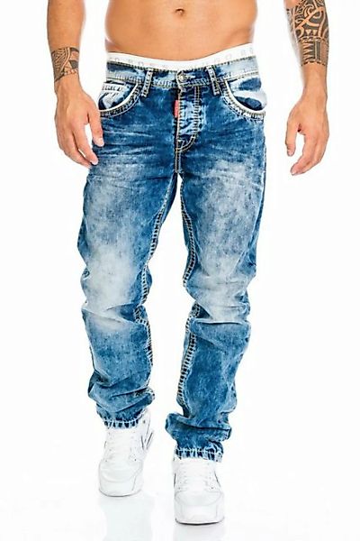 Cipo & Baxx Regular-fit-Jeans Jeans Hose mit dicken Nähten Stylische Design günstig online kaufen