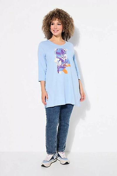 Ulla Popken Longshirt Longshirt Blüten A-Linie V-Ausschnitt 3/4-Arm günstig online kaufen