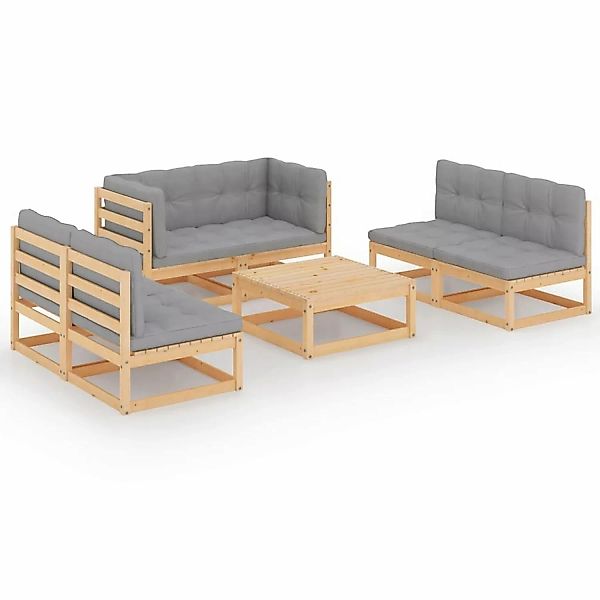 7-tlg. Garten-lounge-set Mit Kissen Kiefer Massivholz günstig online kaufen