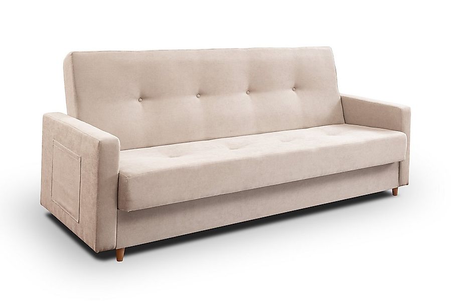 Ankado24 Schlafsofa mit Bettkasten Lucio, Sofa mit Schlaffunktion, Beige Mo günstig online kaufen