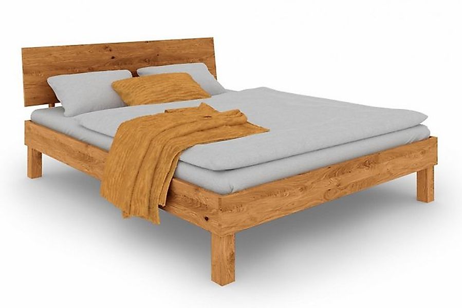 Natur24 Einzelbett Bett Zigo 1 Wildeiche massiv 90x200 mit Holzkopfteil und günstig online kaufen