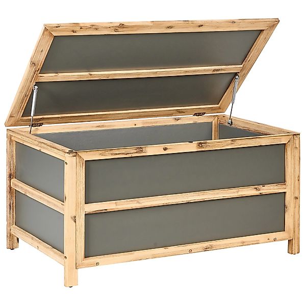 Beliani Truhe ACATE Grau Heller Holzfarbton 72x121x61 günstig online kaufen