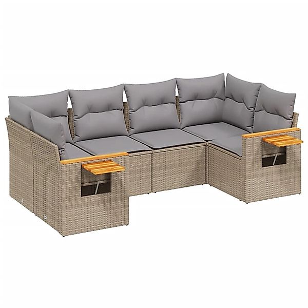 vidaXL 6-Tlg Garten-Sofagarnitur mit Kissen Beige Poly Rattan 3259504 günstig online kaufen