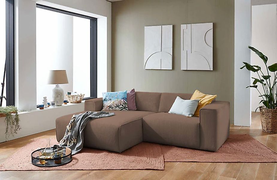 Home affaire Ecksofa »Noord mit Kedernaht, Breite 234 cm, L-Form« Cord, Str günstig online kaufen
