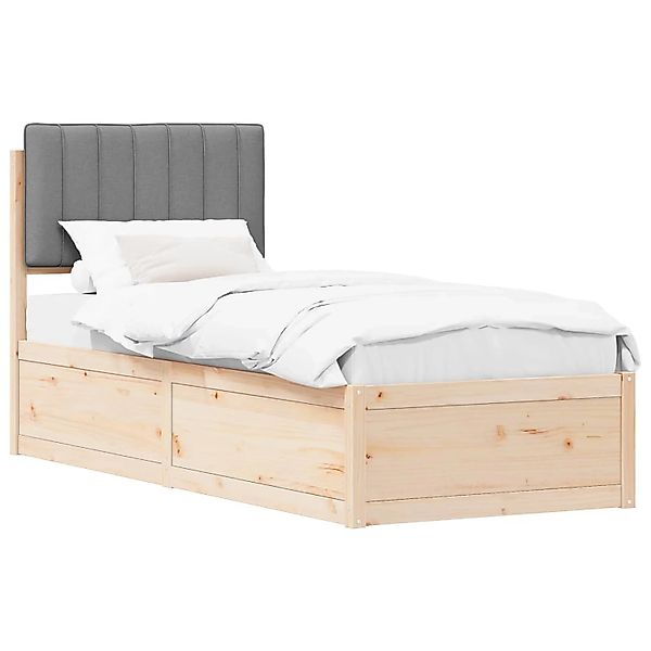 vidaXL Bettgestell mit Gepolstertem Kopfteil Hellgrau 75 x 190 cm 877809 günstig online kaufen