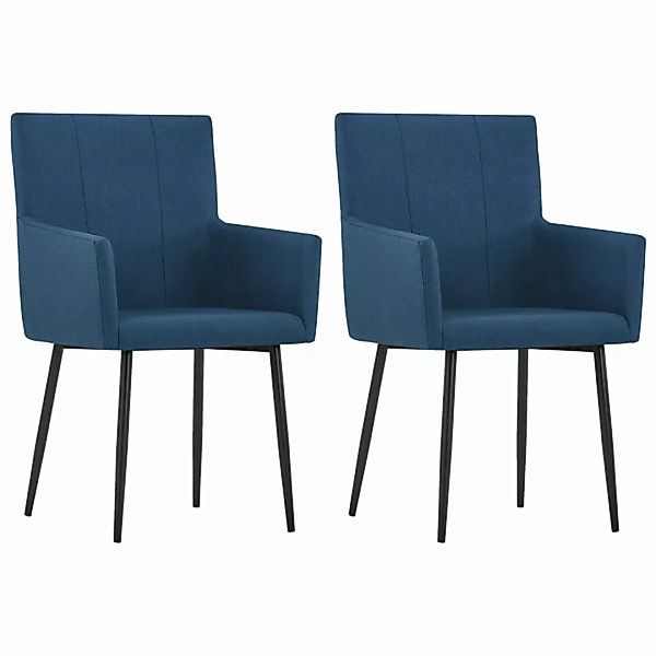 Esszimmerstühle Mit Armlehnen 2 Stk. Blau Stoff günstig online kaufen