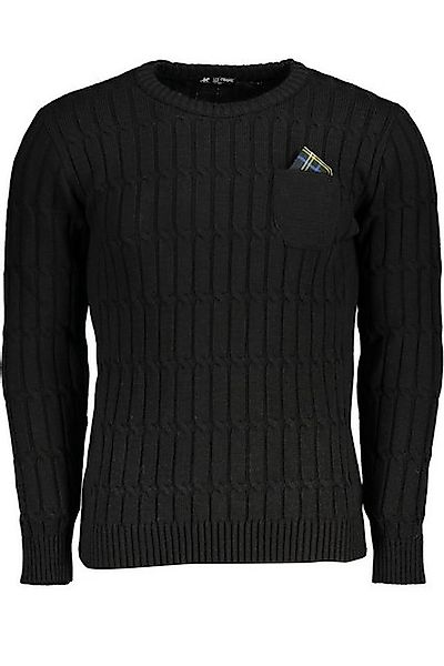 U.S. GRAND POLO Strickpullover Eleganter Schwarzer Herrenpullover mit Zopfm günstig online kaufen