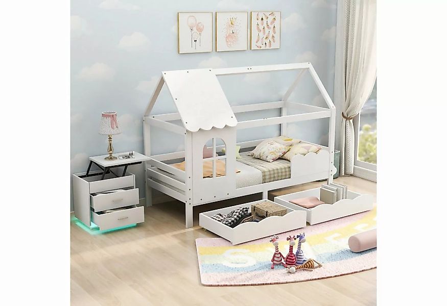 Celya Kinderbett 200x90 mit Sturzschutz, multifunktionales Kinderbett aus H günstig online kaufen