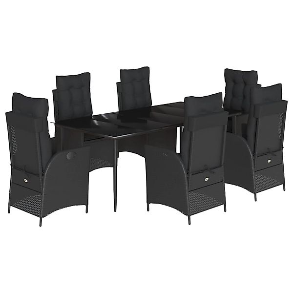 vidaXL 7-Tlg Garten-Essgruppe mit Kissen Schwarz Poly Rattan 3213181 günstig online kaufen