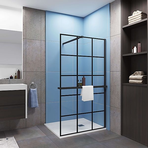 Duschparadies Walk-in-Dusche 8mm ESG schwarz mit günstig online kaufen