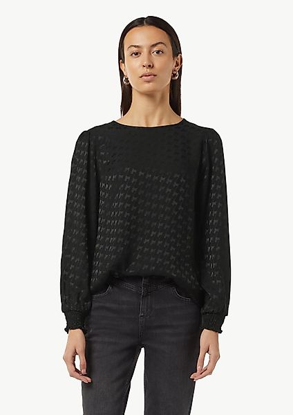 comma Langarmbluse Bluse Viskosebluse mit Hahnentrittmuster günstig online kaufen