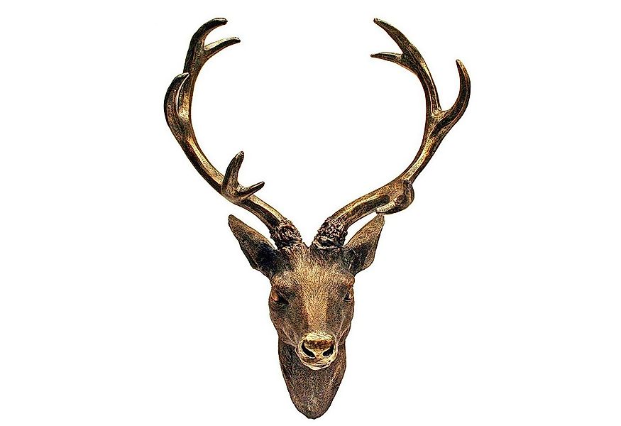 Mojawo Wanddekoobjekt XXL Hirschgeweih Hirschkopf Geweih 10-Ender Bronze Op günstig online kaufen