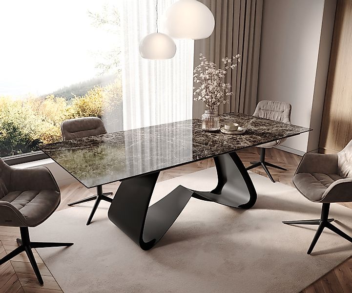 Esstisch Edge 180-220x100 Keramik Emperador Extra Lucidato Dunkelbraun W-Ge günstig online kaufen