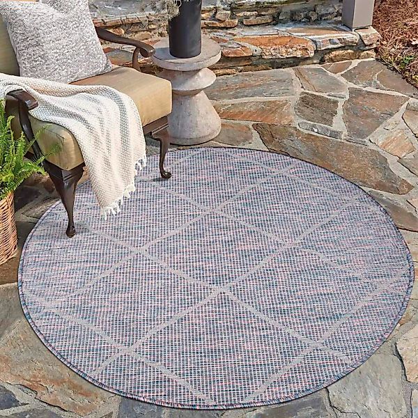 Carpet City Outdoorteppich "PALM3075" rund 5 mm Höhe Wetterfest & UV-bestän günstig online kaufen