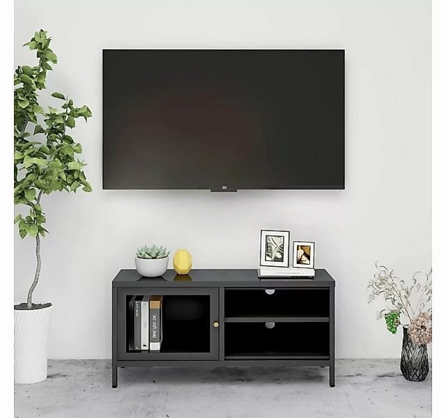 furnicato TV-Schrank Anthrazit 90x30x44 cm Stahl und Glas günstig online kaufen