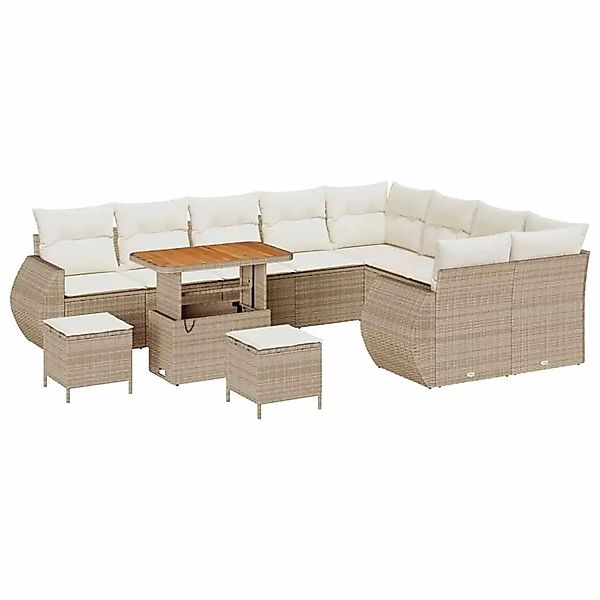 vidaXL Gartensofa-set mit Kissen 12-Tlg Beige und Creme Poly-Rattan 3363866 günstig online kaufen
