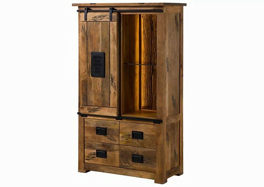 Massivmoebel24 Dreh-/Schwebetürenschrank (Mango / Altholz 90x45x150 natur l günstig online kaufen