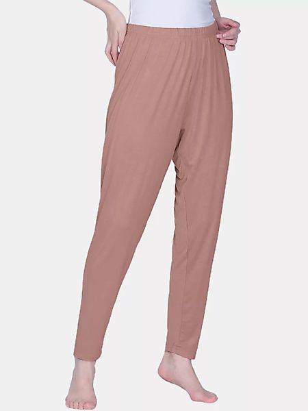 Plus Size Damen Pure Color Cotton Hochelastische Hosen Home Loungewear Bott günstig online kaufen