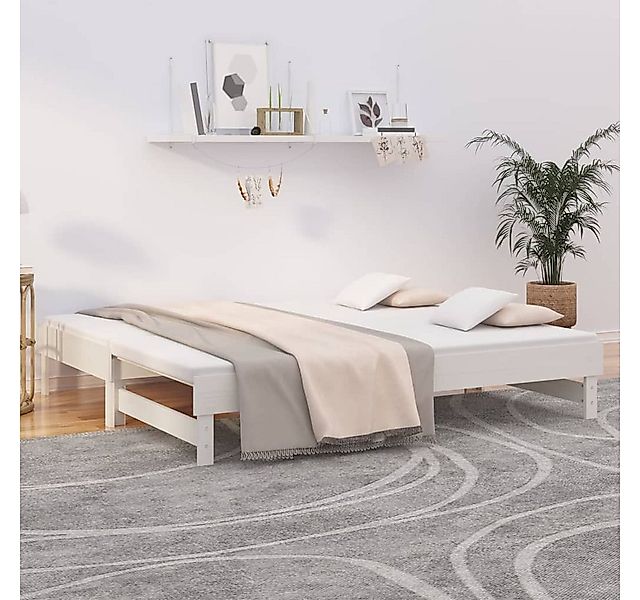vidaXL Bett, Tagesbett Ausziehbar Weiß 2x(75x190) cm Massivholz Kiefer günstig online kaufen
