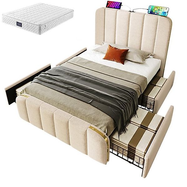 Gotagee Polsterbett Funktionsbett Einzelbett 90x200cm Gästebett mit USB Typ günstig online kaufen