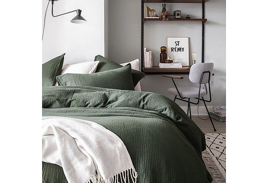 Sandiik Bettwäsche Musselin Bettwäsche in Olivgrün aus 100% Baumwolle, Hoch günstig online kaufen