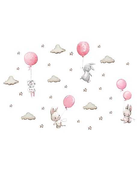 Sipo Wandbild Wandaufkleber Hase, Sterne, Rosa günstig online kaufen