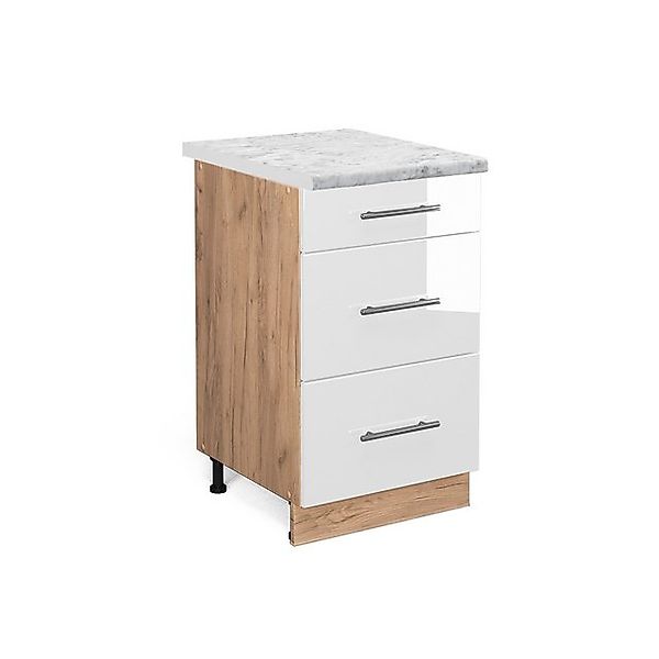 Vicco Küchenunterschrank Fame-Line Bordeaux Hochglanz/Goldkraft Eiche 50 cm günstig online kaufen