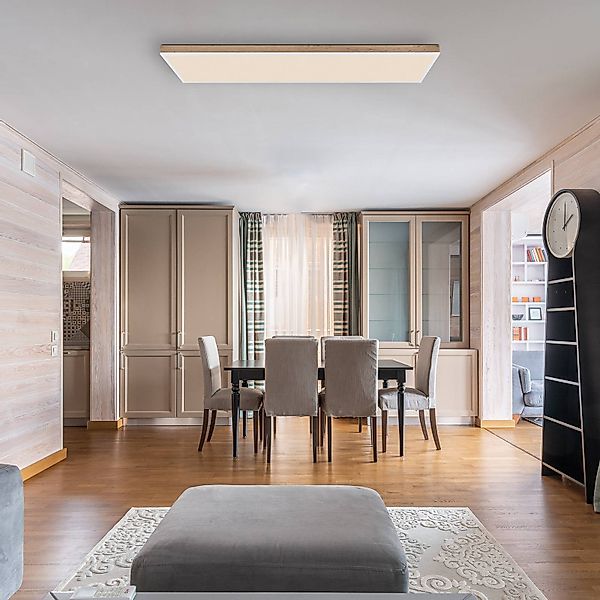 LED-Deckenlampe Doro, Länge 120 cm, holz dunkel, Holz, CCT günstig online kaufen