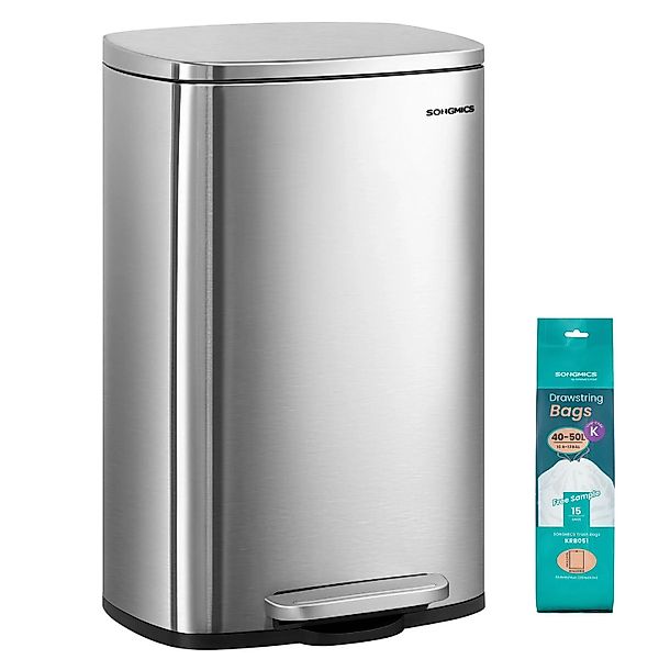 Songmics Mülleimer Plushic mit Fußpedal 50, Silber günstig online kaufen