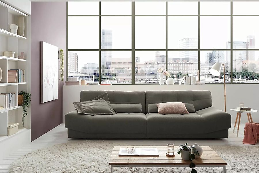 KAWOLA Sofa MOZZA 3-Sitzer Stoff dunkelgrau günstig online kaufen
