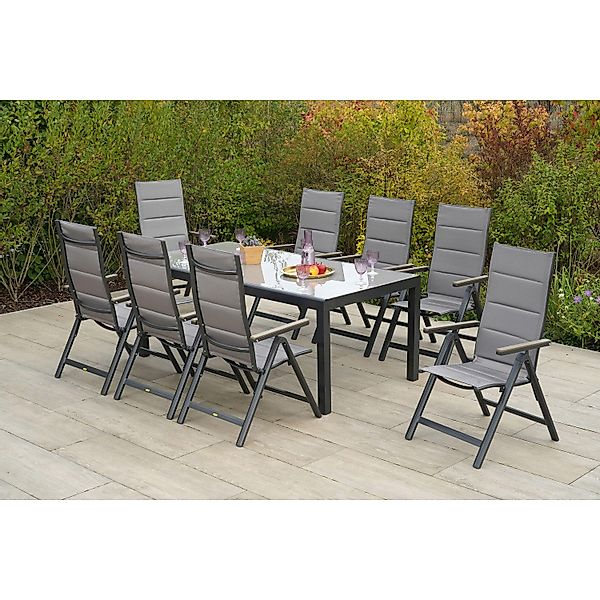 Merxx Trivero Set 9-tlg. 8 Klappsessel Gartentisch 150 x 100 cm günstig online kaufen