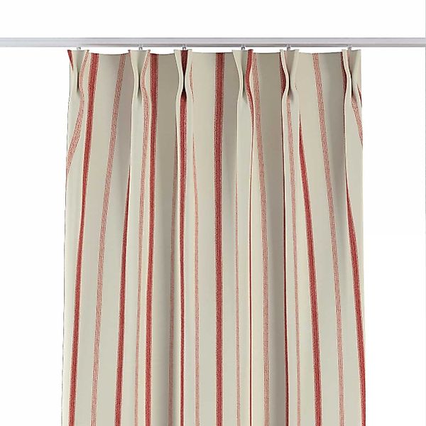 Vorhang mit flämischen 2-er Falten, creme- rot gestreift, Avinon (129-15) günstig online kaufen