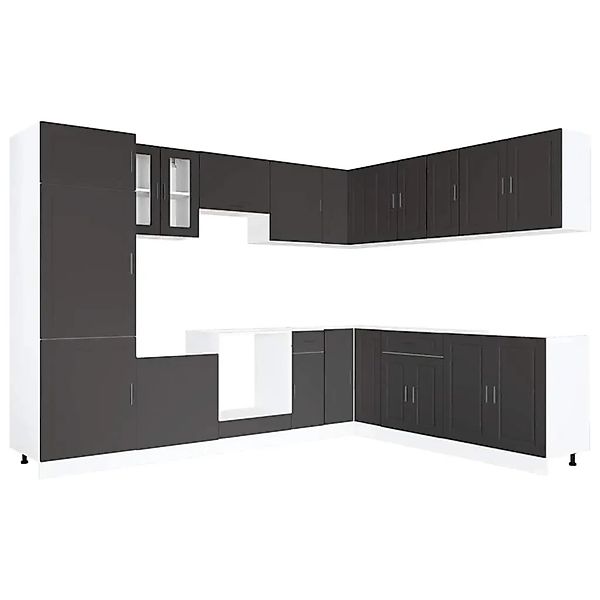 vidaXL 14 Tlg Küchenschrank-Set Porto Schwarz Holzwerkstoff 3314992 günstig online kaufen