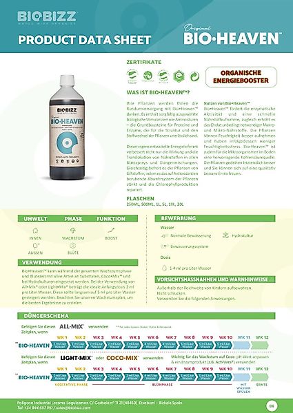 Biobizz Pflanzendünger BioBizz Grow Dünger Bio-Heaven günstig online kaufen