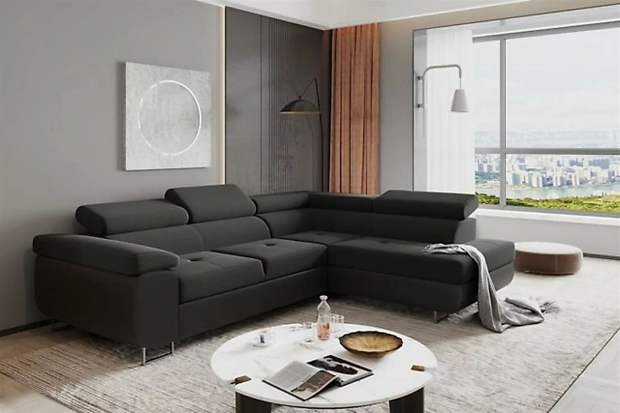 Fun Möbel Ecksofa Couchgarnitur JADE Schwarz Ottomane Rechts oder Links, 1 günstig online kaufen