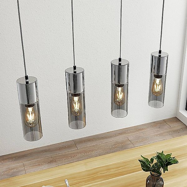 Pendellampe Eleen mit 4 Rauchglaszylindern günstig online kaufen
