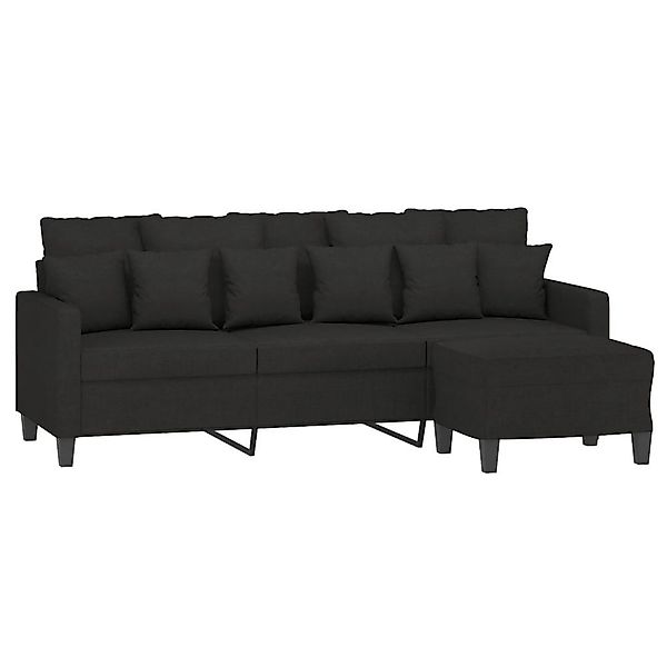 vidaXL Sofa 3-Sitzer-Sofa mit Hocker Schwarz günstig online kaufen