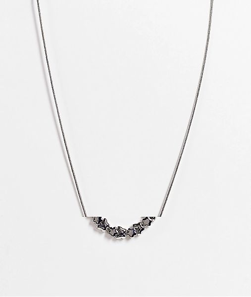 ASOS DESIGN – Silberfarbene Halskette mit Metallkugeln im Schmetterling- un günstig online kaufen